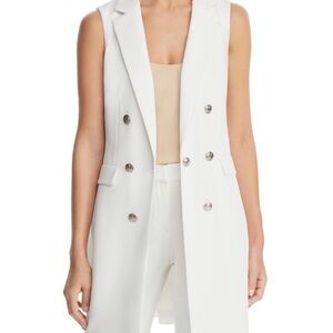 CALVIN KLEIN Double-breasted Sleeveless Blazer In White size 4